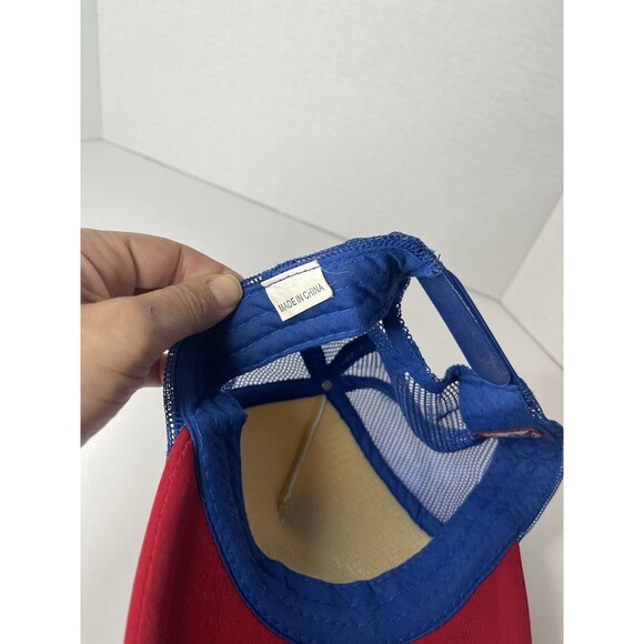 VTG PBR Pabst Blue Ribbon Red White Blue Trucker Snap Back Hat Cap Nylon Mesh - Picture 5 of 7